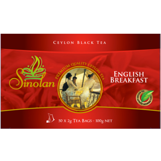 Sinolan English Breakfast Ceylon Tea, 50 Count Tea Bags