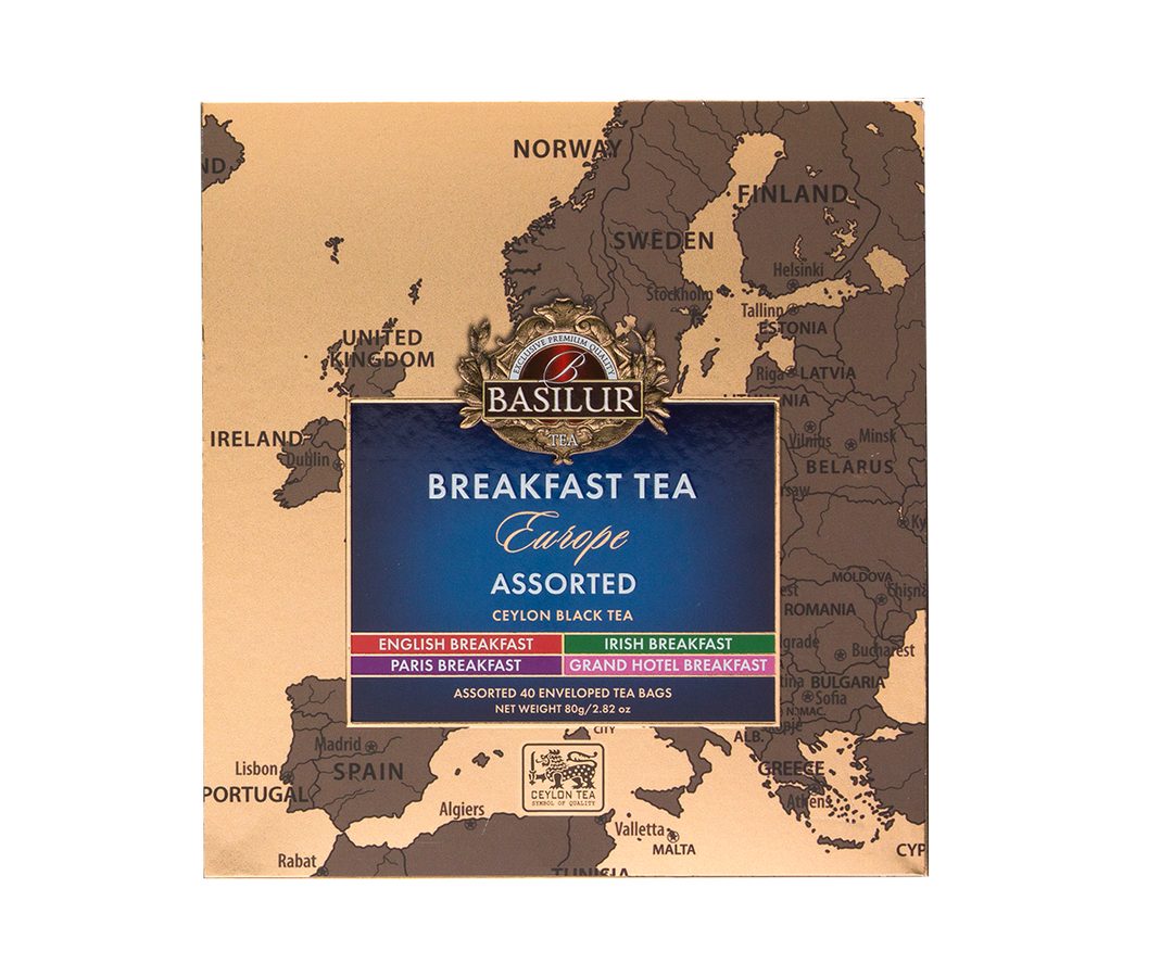 Basilur Europe Breakfast Assorted Tea, 40 Count Tea Bags