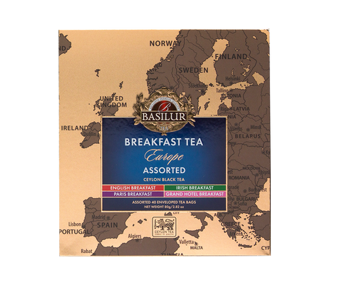 Basilur Europe Breakfast Assorted Tea, 40 Count Tea Bags