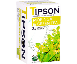 Tipson Organic Moringa And Green Tea Infusion Tea, 25 Count Tea Bags