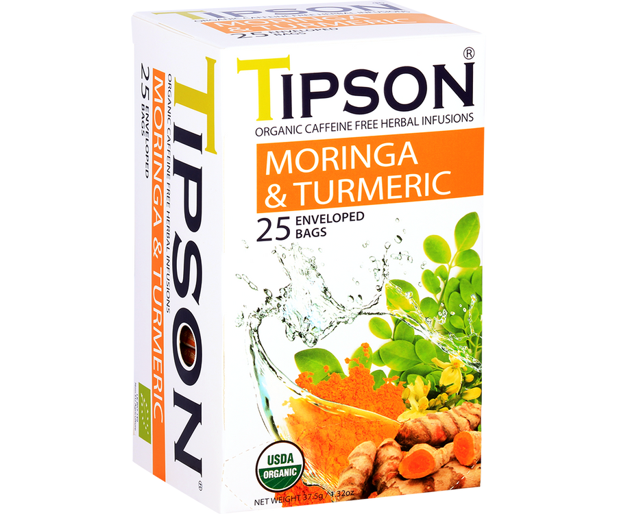 Tipson Organic Moringa And Turmeric Infusion Tea, 25 Count Tea Bags