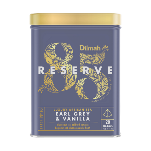 Dilmah 85 Reserve Earl Grey And Vanilla Ceylon Black Tea, 20 Count Tea Bags