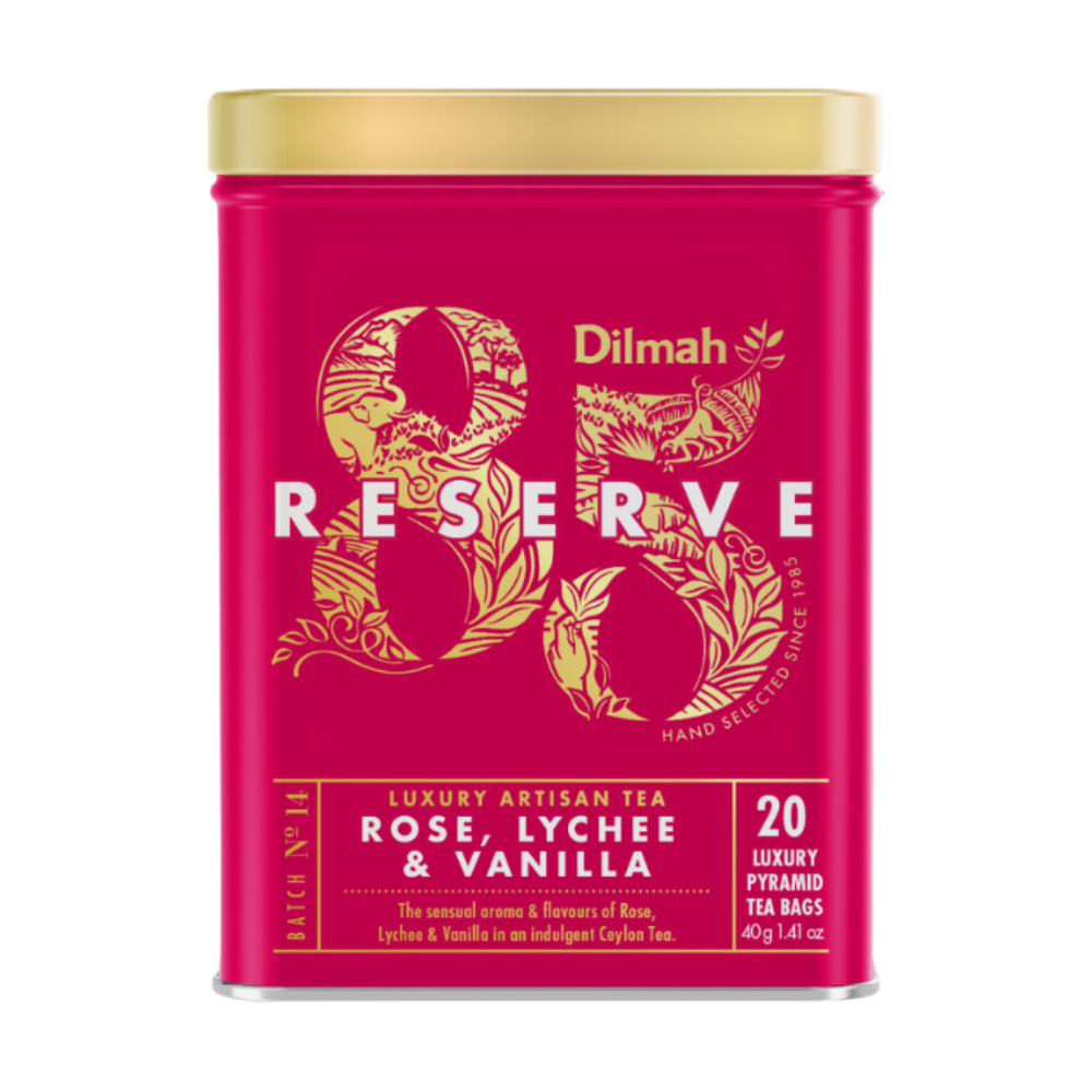 Dilmah 85 Reserve Rose, Lychee and Vanilla Ceylon Black Tea, 20 Count Tea Bags