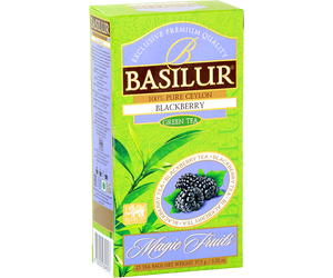 Basilur Magic Fruits Blackberry Flavoured Green Tea, 25 Count Tea Bags