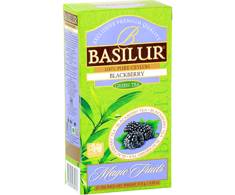 Basilur Magic Fruits Blackberry Flavoured Green Tea, 25 Count Tea Bags