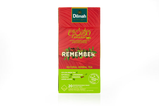 Dilmah Arana Remember Natural Herbal Ceylon Green Tea, 20 Count Tea Bags