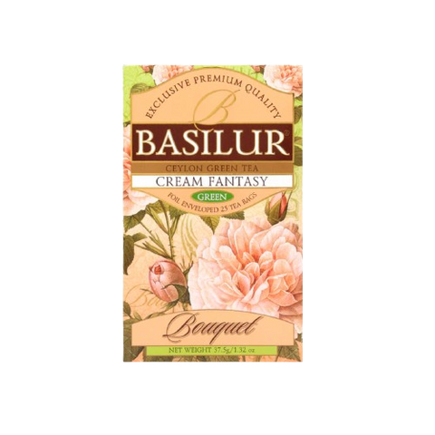 Basilur Cream Fantasy Pure Ceylon Green Tea, 25 Count Tea Bags